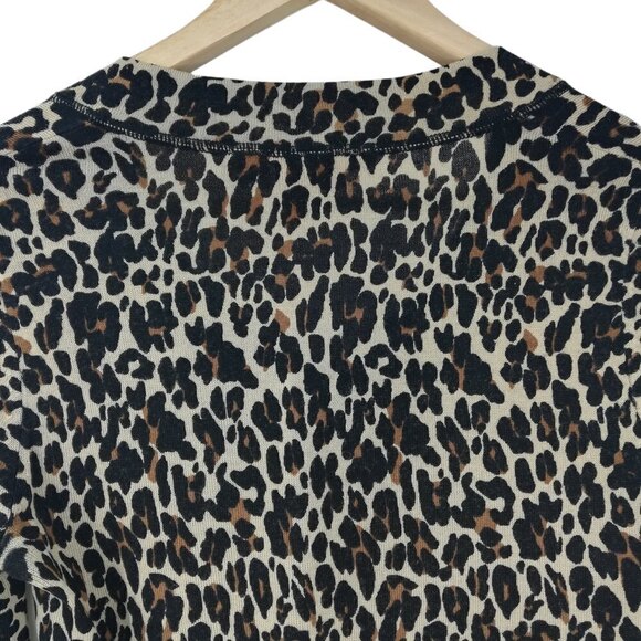 Tory Burch Merino Wool Leopard Print Sweater Size XS Lightweight Long Sleeve - Picture 6 of 11